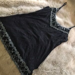 Embellished black tank top
